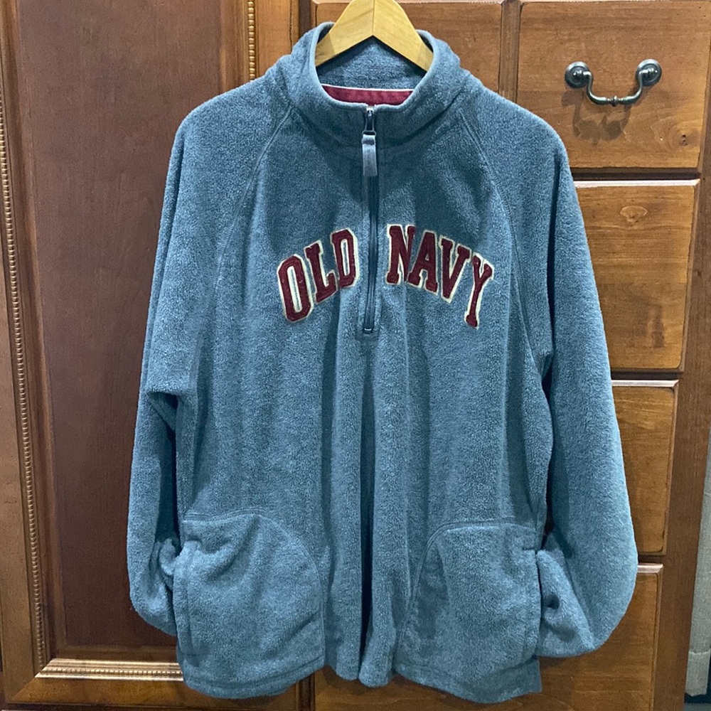 Old Navy Mens XL Long Sleeve 1/2 Zip Front Double Pocket Fleece Pullover